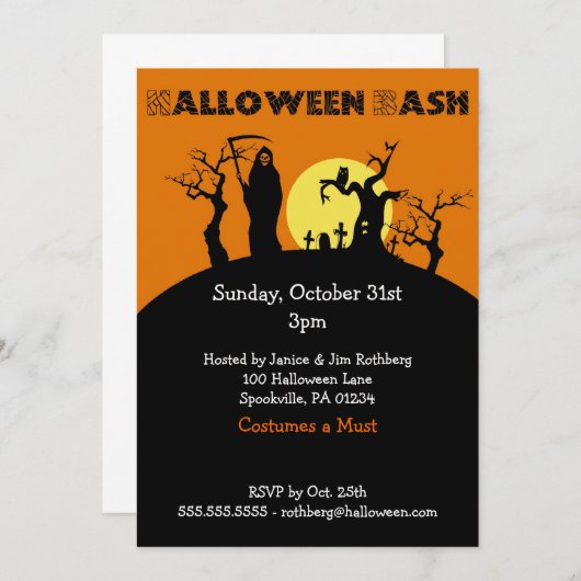 Uitnodigingen van Halloween Bash (Voorkant / Achterkant)