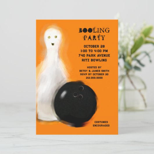 Uitnodigingen van Halloween Bowling Party (Staand voorkant)