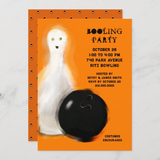 Uitnodigingen van Halloween Bowling Party (Voorkant / Achterkant)