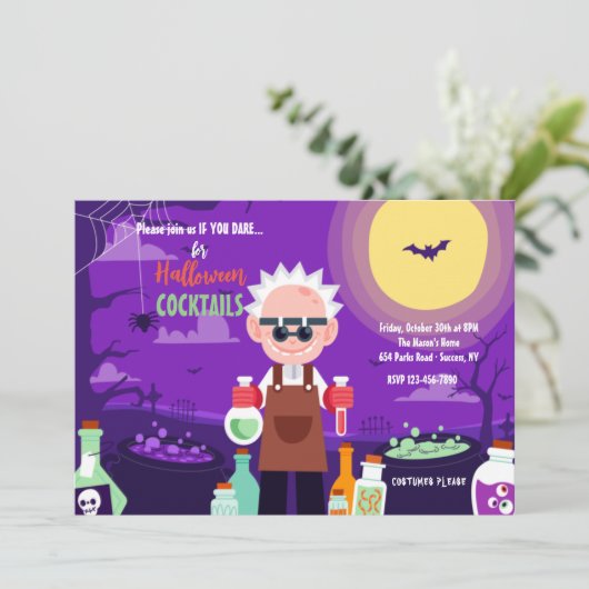 Uitnodigingen van Halloween Cocktail Party (Staand voorkant)