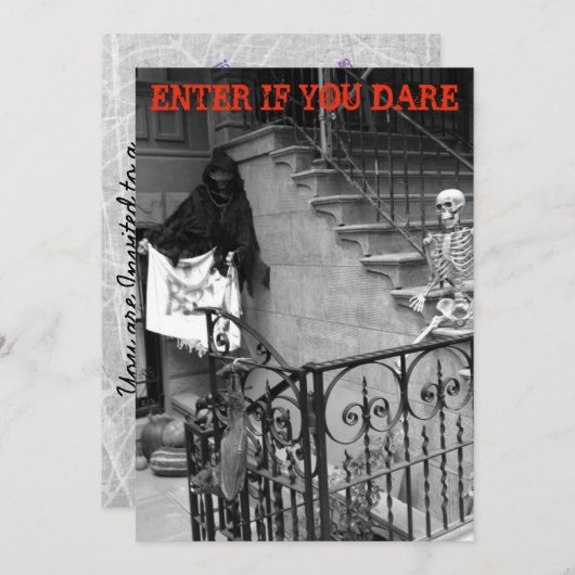 Uitnodigingen van Halloween-partij Gehakt Mansie (Voorkant / Achterkant)