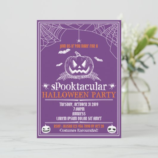 Uitnodigingen van Halloween-partijen (Staand voorkant)