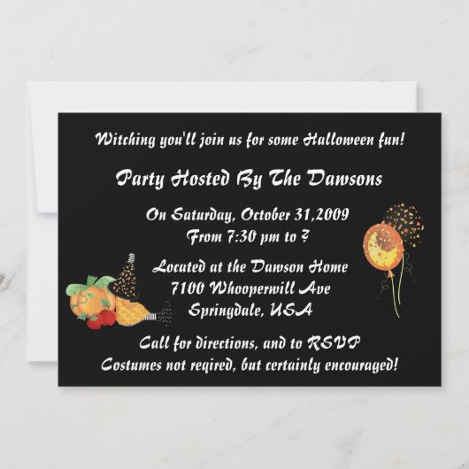 Uitnodigingen van Halloween-partijen (Achterkant)