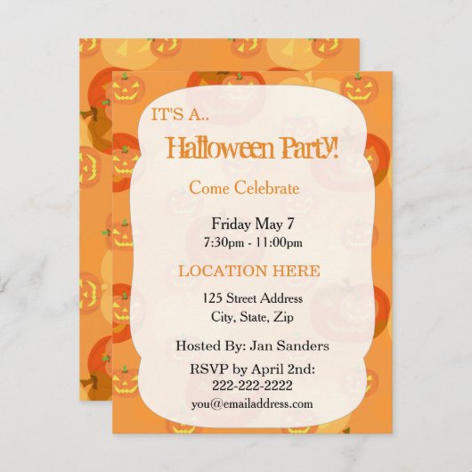 Uitnodigingen van Halloween-partijen (Voorkant / Achterkant)