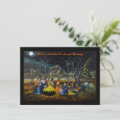 Uitnodigingen van halloween-partijen, heksen met e (Staand voorkant)