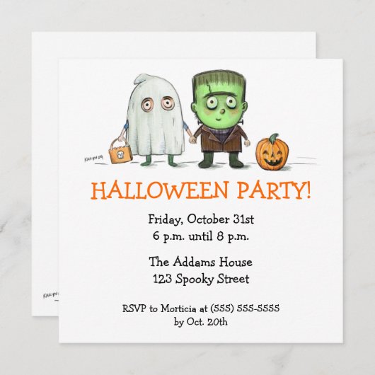 Uitnodigingen van Halloween Party Trick of Treer (Voorkant / Achterkant)