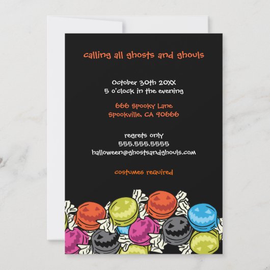 Uitnodigingen van Halloween-Snoepjes Halloween-par (Achterkant)