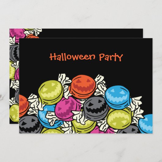 Uitnodigingen van Halloween-Snoepjes Halloween-par (Voorkant / Achterkant)