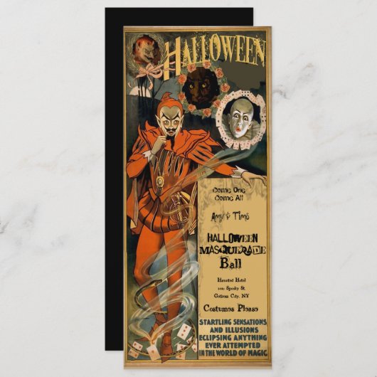 Uitnodigingen van Haunted Halloween-partij (Voorkant / Achterkant)