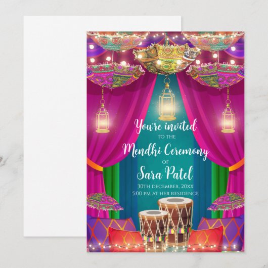 Uitnodigingen van Henna en uitnodigingen van de Me (Voorkant / Achterkant)