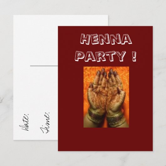 Uitnodigingen van Henna Party (Voorkant / Achterkant)