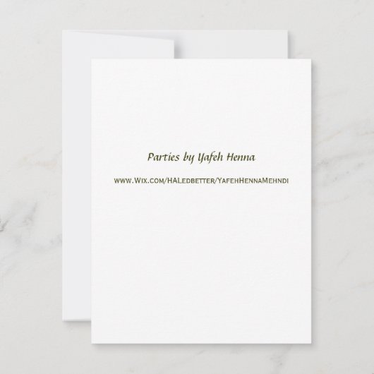 Uitnodigingen van Henna Party (Achterkant)