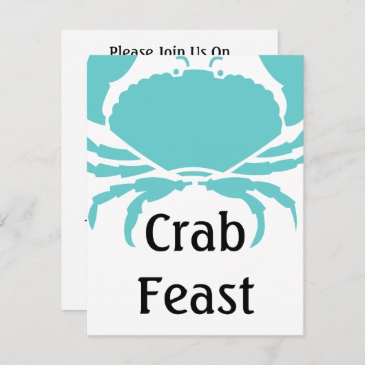 Uitnodigingen van het casual Fun Crab Feast Festiv (Voorkant / Achterkant)