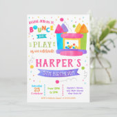 Uitnodigingen van het Girl Bounce House Birthday P (Staand voorkant)