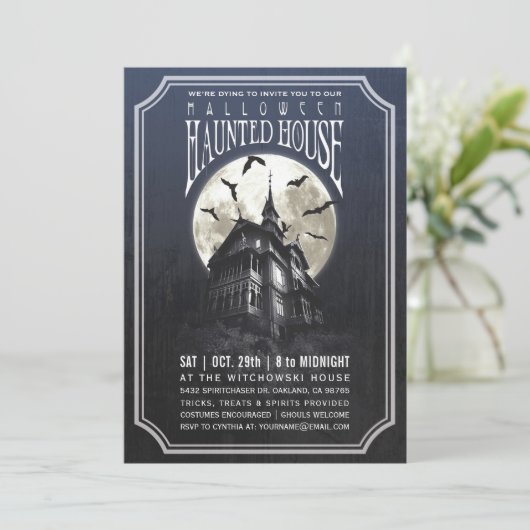 Uitnodigingen van het Halloween Haunted House (Staand voorkant)