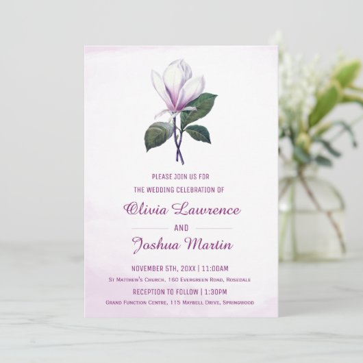 Uitnodigingen van het huwelijk van Magnolia (Staand voorkant)