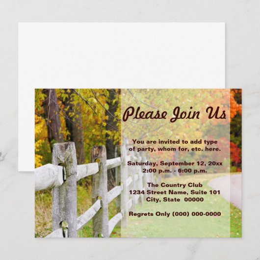 Uitnodigingen van het najaar (Voorkant / Achterkant)