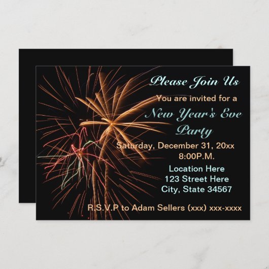 Uitnodigingen van het nieuwjaarsfeest (Voorkant / Achterkant)