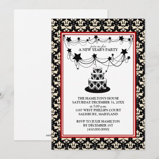 Uitnodigingen van het nieuwjaarsfeest (Voorkant / Achterkant)