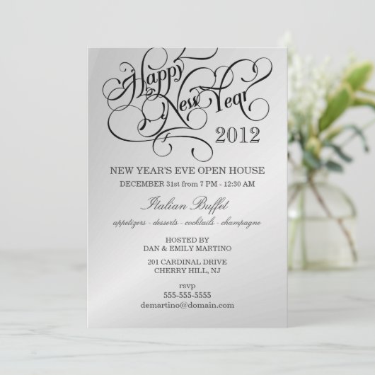 Uitnodigingen van het nieuwjaarsfeest - Zilver (Staand voorkant)