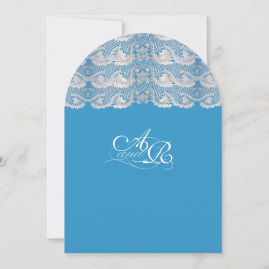 Uitnodigingen van het Rustic Country Lace Blue Wed (Achterkant)