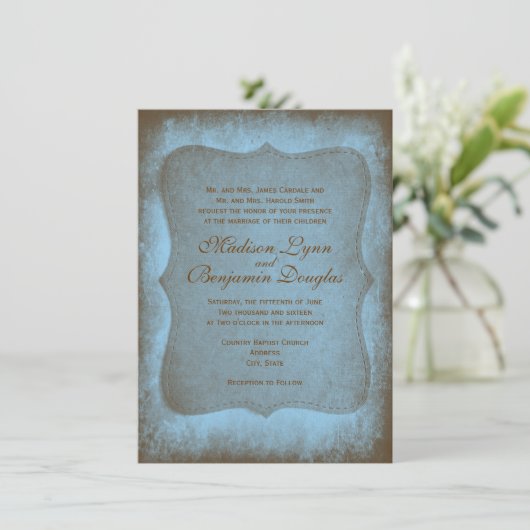 Uitnodigingen van het Rustic Country Muddy Blue We (Staand voorkant)