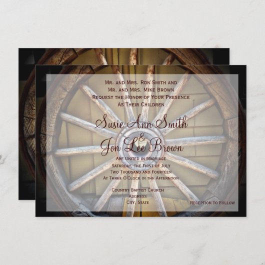 Uitnodigingen van het Zuidwestelijke Wagon Wheel W (Voorkant / Achterkant)