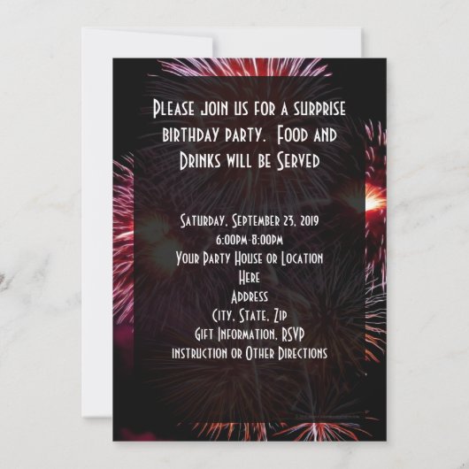 Uitnodigingen van het zwarte Vuurwerk van de Parti (Achterkant)