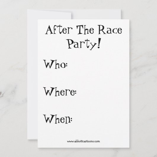 Uitnodigingen van Hilarious Post Race Party (Achterkant)