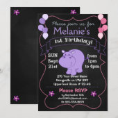 Uitnodigingen van Hippo Birthday (Voorkant / Achterkant)