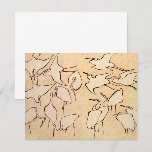 Uitnodigingen van Hokusai Cranes (Voorkant / Achterkant)