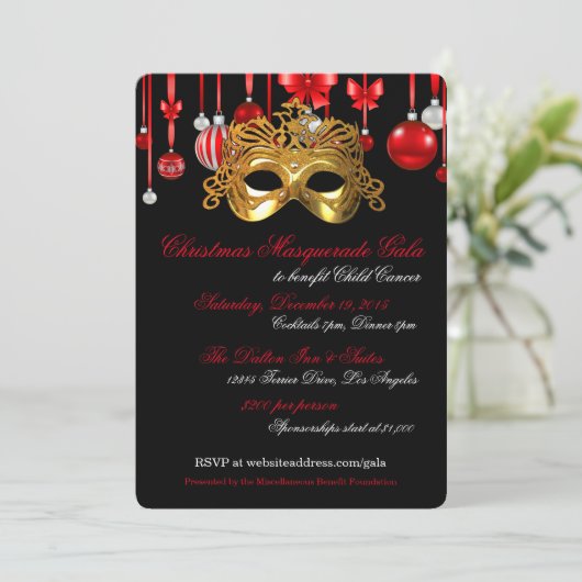 Uitnodigingen van Holiday Masquerade Gala (Staand voorkant)