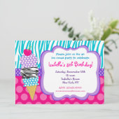 Uitnodigingen van Ice Cream Birthday Party (Staand voorkant)