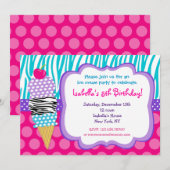 Uitnodigingen van Ice Cream Birthday Party (Voorkant / Achterkant)