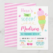 Uitnodigingen van Ice Cream Birthday Party (Voorkant / Achterkant)