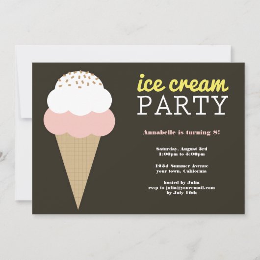 Uitnodigingen van Ice Cream Birthday Party (Voorkant)