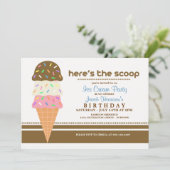 Uitnodigingen van Ice Cream Birthday Party (Staand voorkant)