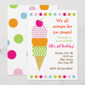 Uitnodigingen van Ice Cream Birthday Party (Voorkant / Achterkant)
