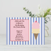 Uitnodigingen van Ice Cream Birthday Party (Staand voorkant)