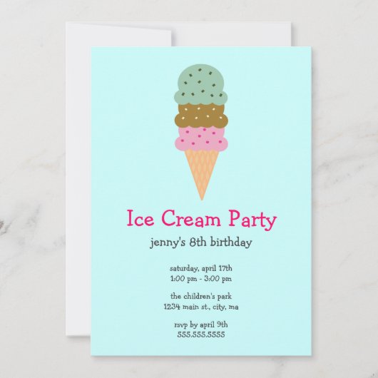 Uitnodigingen van Ice Cream Party (Voorkant)