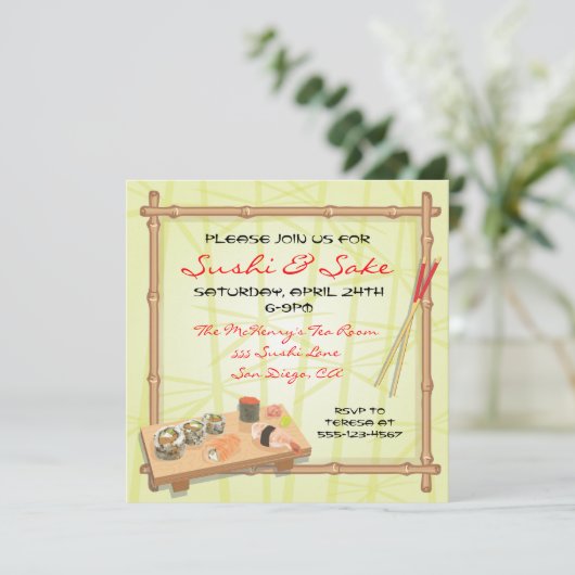 Uitnodigingen van Japanse Sushi-partij (Staand voorkant)