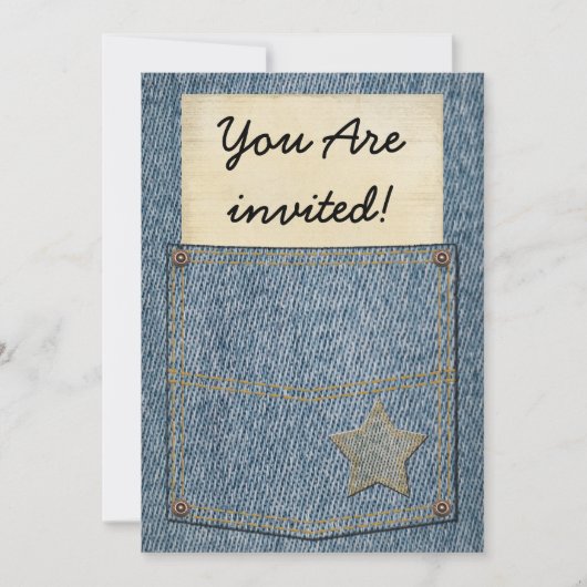 Uitnodigingen van Jeans Pocket Party (Voorkant)