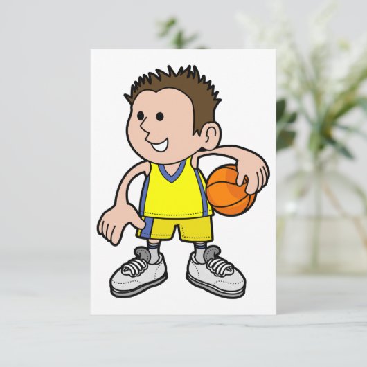Uitnodigingen van jonge Basketball Player (Staand voorkant)