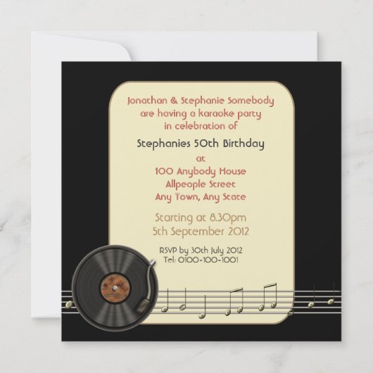 Uitnodigingen van Karaoke Party (Achterkant)