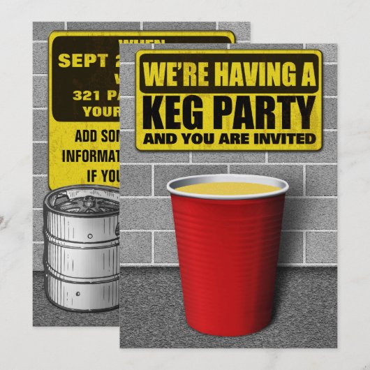 Uitnodigingen van Keg Party (Voorkant / Achterkant)