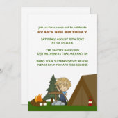 Uitnodigingen van Kinder Camp Out Birthday Party (Voorkant / Achterkant)