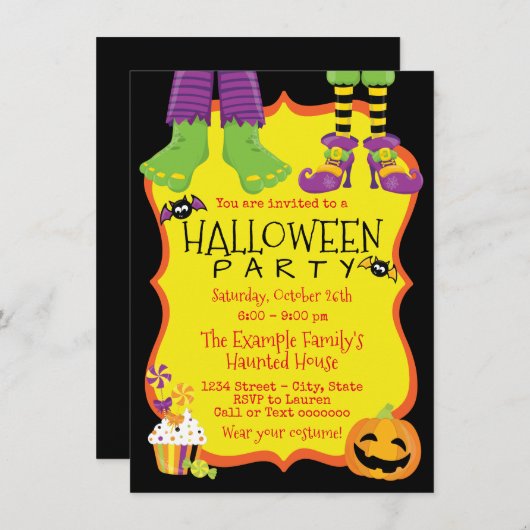 Uitnodigingen van Kinder Halloween-partij (Voorkant / Achterkant)