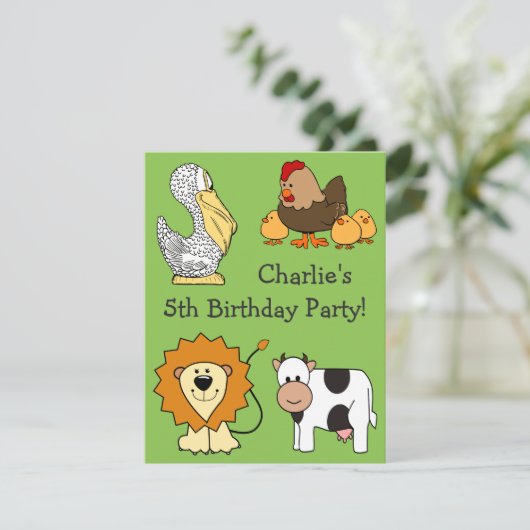 Uitnodigingen van kinderen van aangepaste tekst vo (Staand voorkant)