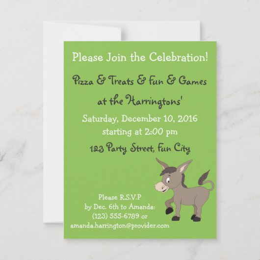 Uitnodigingen van kinderen van aangepaste tekst vo (Achterkant)