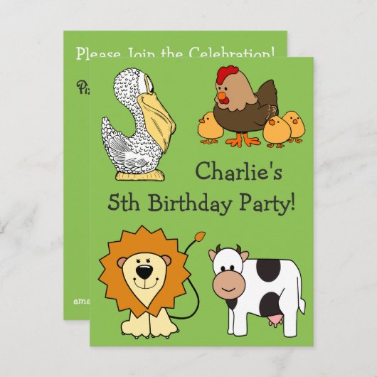 Uitnodigingen van kinderen van aangepaste tekst vo (Voorkant / Achterkant)